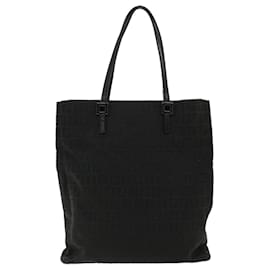 Fendi-FENDI Zucchino Canvas Sac à main Noir Auth 33232-Noir