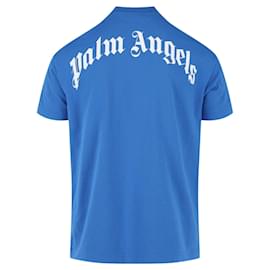 Palm Angels-Palm Angels Broken-Shark Crewneck T-Shirt-Blue
