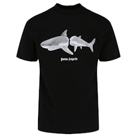 Palm Angels-Palm Angels Broken-Shark Crewneck T-Shirt-Black