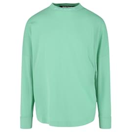 Palm Angels-Palm Angels Long Sleeve Logo T-Shirt-Green