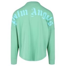 Palm Angels-Palm Angels Long Sleeve Logo T-Shirt-Green