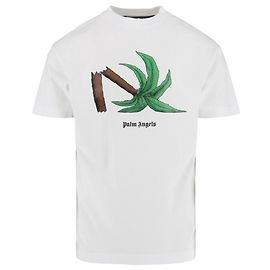 Palm Angels Broken-Palm Tree Crewneck T-Shirt White