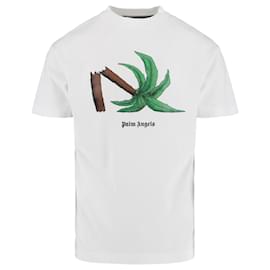Palm Angels-Palm Angels Broken-Palm Tree Crewneck T-Shirt-White