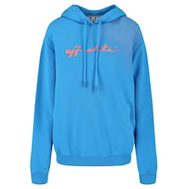 Off White Pull à capuche blanc cassé à imprimé logo Bleu