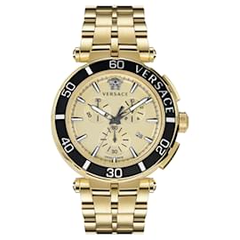 Versace-Versace Greca Chrono Bracelet Watch-Golden,Metallic