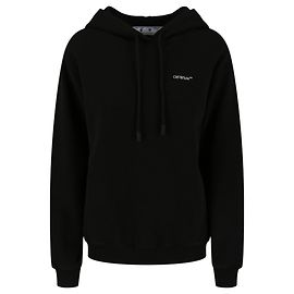 Off White Pull à capuche blanc cassé à fleurs brodées et imprimé flèches Noir
