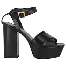 Saint Laurent-Saint Laurent Farrah Platform Leather Sandals-Black