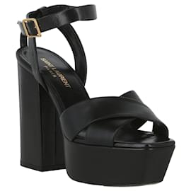 Saint Laurent-Saint Laurent Farrah Platform Leather Sandals-Black