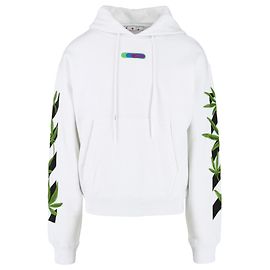 Off White Pull à capuche blanc cassé à imprimé flèches Blanc