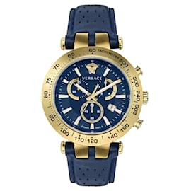 Versace-Versace Bold Chrono Leather Watch-Golden,Metallic