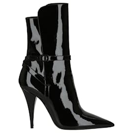 Saint Laurent-Saint Laurent Kiki Patent Leather Ankle Boots-Black