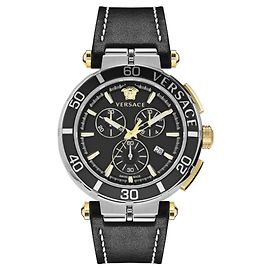Reloj Versace Greca Chrono de piel Plata Metálico