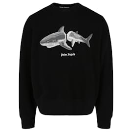 Palm Angels-Palm Angels Broken-Shark Crewneck Sweatshirt-Black