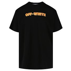 Off White Camiseta con cuello redondo y estampado de flechas de color blanco roto Negro