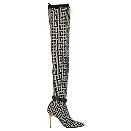 Balmain Raven Knit Monogram Thigh-High Boots Multiple colors