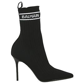 Balmain Knit Skye Sock Ankle Boots Black