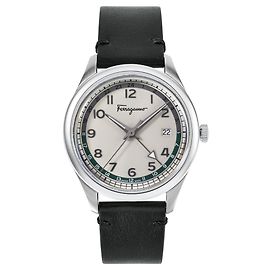 Salvatore Ferragamo Ferragamo Timeless Leather Watch Silvery Metallic