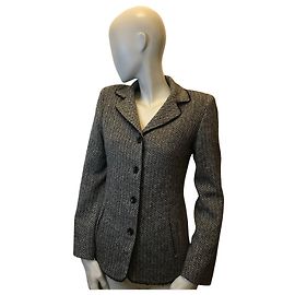 Gerard Darel Wool and cashmere herringbone pattern jacket Gérard Darel Black White