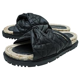 Dior-Christian Dior Black Cannage D twist Slide Sandals-Black