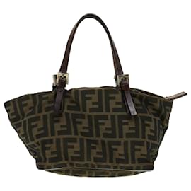 Fendi-FENDI Zucca Borsa a Mano in Tela Marrone Auth fm1810-Marrone