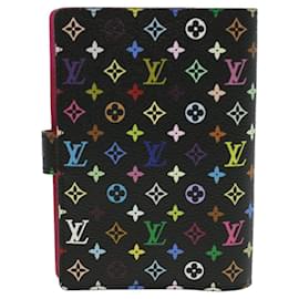 Louis Vuitton-LOUIS VUITTON Multicolor Agenda PM Day Planner Cover Black R20895 Auth yk5470-Black