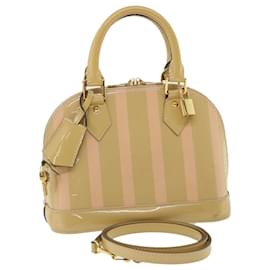 Louis Vuitton-LOUIS VUITTON Monogram Vernis Rayure Alma BB Hand Bag Beige M90970 auth 33326a-Pink,Beige