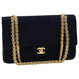 Chanel-Chanel Matelassé 25 Bolsa de ombro de algodão preto CC Auth 33162-Preto