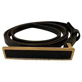 Yves Saint Laurent Ultra slim black leather belt Black