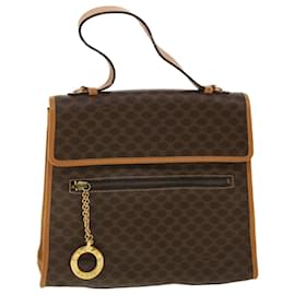 Céline-CELINE Macadam Canvas Hand Bag PVC Leather Brown Auth 33149-Brown