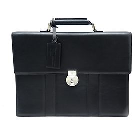 SACOCHE LANCEL SERVIETTE 2 SOUFFLETS EN CUIR NOIR BLACK LEATHER BRIEFCASE Noir