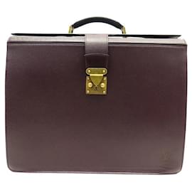 Louis Vuitton-SACOCHE A MAIN LOUIS VUITTON OURAL PILOTE CASE M30026 CUIR TAIGA CARTABLE-Marron