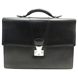 Cartier-CARTIER BAG BAG L2000033 with 1 BRIEFCASE BLACK LEATHER BELLOWS-Black
