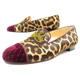 Christian Louboutin-NEW CHRISTIAN LOUBOUTIN MOCCASIN 37 I LOVE MY LOUBIES SLIPPERS LEOPARD-Other