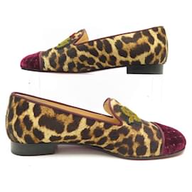 Christian Louboutin-NEW CHRISTIAN LOUBOUTIN MOCCASIN 37 I LOVE MY LOUBIES SLIPPERS LEOPARD-Other