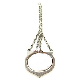 Cartier-VINTAGE CARTIER LOGO C KEYRING IN STERLING SILVER GOLD KEY CHAIN RING-Silvery
