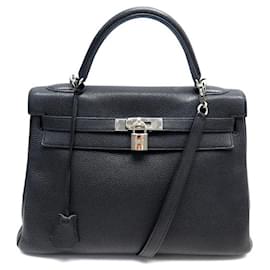 Hermès-Hermès Kelly handbag 32 Return 2011 BLACK TOGO LEATHER SHOULDER HAND BAG-Black