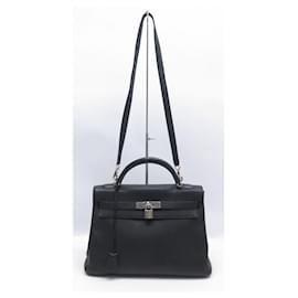 Hermès-Hermès Kelly handbag 32 Return 2011 BLACK TOGO LEATHER SHOULDER HAND BAG-Black