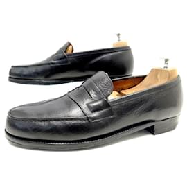 JM Weston-VINTAGE JM WESTON SHOES 180 Church´s Loafers 8.5b 42.5 FINE LEATHER PECARI SHOES-Black