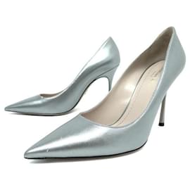 Dior-NEW DIOR SHOES D-STILETTO PUMPS 40 LEATHER SILVER SHOES-Silvery