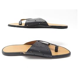 JM Weston-NEW SHOES JM WESTON SANDALS FLIP FLOPS 10.5 44.5 BLACK LEATHER SANDAL NEW-Black