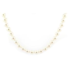 Chanel-NEW CHANEL NECKLACE CC LOGO AND PEARLS 69CM IN GOLD METAL PEARLS NECKLACE-Golden