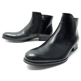 CHAUSSURES LOUIS VUITTON 8 42 BOTTINES CUIR NOIR BLACK ANKLE LOW BOOTS Noir