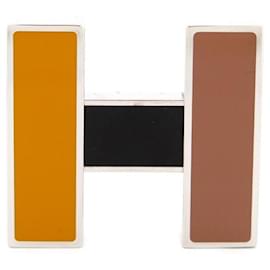 Hermès-NEW HERMES RAINBOW LINK BELT BUCKLE 24MM BROWN LACQUER NEW BELT BUCKLE-Silvery
