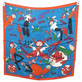 Hermès NOVE HERMES SCIARPA UN WEEK END ALLO SPAZIO DEL CARRE 70 SCIARPA IN SETA BLU CM Blu