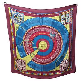 Hermès Echarpe HERMES CENT PLIS XALE DA MIAO HONORE 140 LENÇO DE CASHMERE CM Bordeaux
