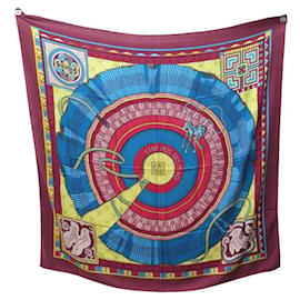 Hermès-HERMES CENT PLIS SHAWL SCARF OF THE MIAO HONORE 140 CM IN CASHMERE SCARF-Dark red