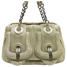 Fendi-NUEVO BOLSO DE MANO FENDI B-BAG 8BN165 BOLSO DE MANO DE CUERO DE CORDERO LAMINADO ORO-Dorado