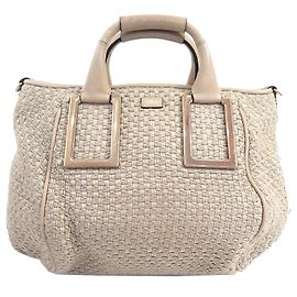 Chloé BOLSA CHLOE ETHEL PM TOTE 39 BOLSA DE MÃO EM COURO CM EM LONA E BOLSA DE COURO Bege