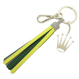 NEW ROLEX WATCH KEY RING CROWN BICOLOR YELLOW GREEN LEATHER KEY RING HOLDER Other