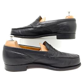JM Weston-JM WESTON SHOES 180 Church´s Loafers 8C 42 BLACK LIZARD LEATHER LOAFERS SHOES-Black